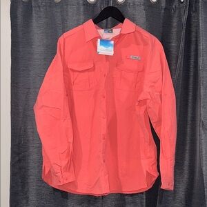 Willit Coral Pink Long Sleeve Button-Up Sun Protection Shirt